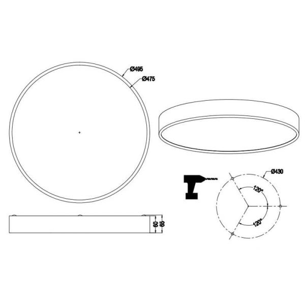 Fiche technique du plafonnier LED rond Waco blanc moyen