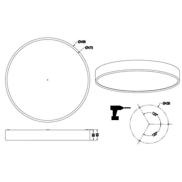 Plafón LED redondo Waco negro mediano ficha técnica