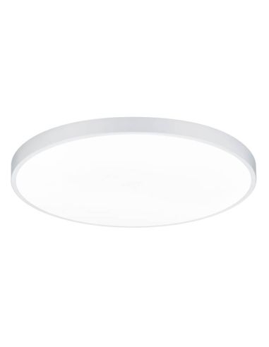 Grand plafonnier LED rond blanc Waco lumière froide allumée
