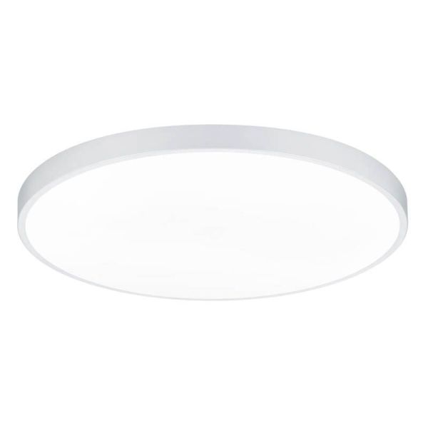 Grand plafonnier LED rond blanc Waco lumière froide allumée