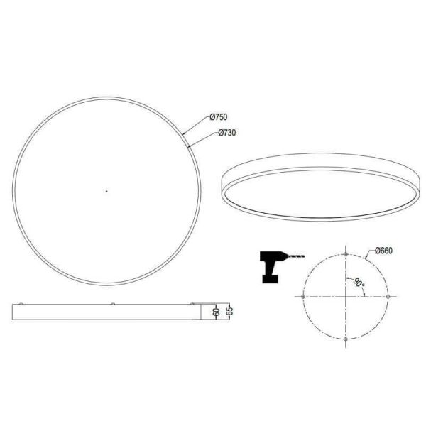 Fiche technique Grand plafonnier LED rond blanc Waco