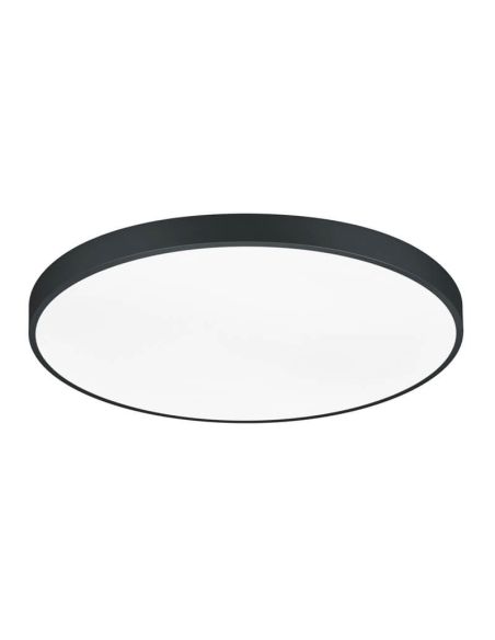 Grande luz de teto LED preta redonda Waco luz fria acesa