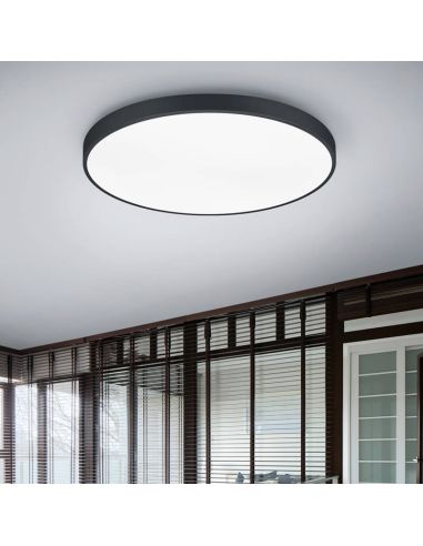 Plafón LED redondo grande negro Waco vista de cerda