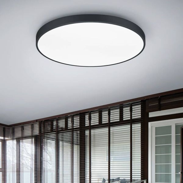 Plafón LED redondo grande negro Waco vista de cerda