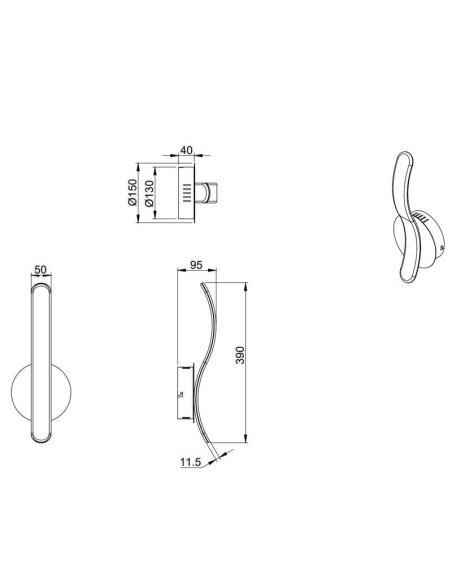 Fiche technique applique LED Parma finition métallisée