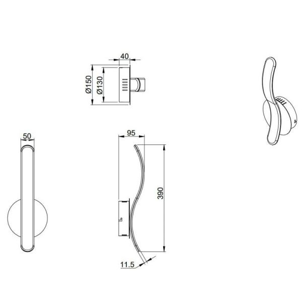 Fiche technique applique LED Parma finition métallisée