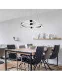 Candeeiro de teto LED Parma com acabamento metálico IP20 regulável numa sala de estar