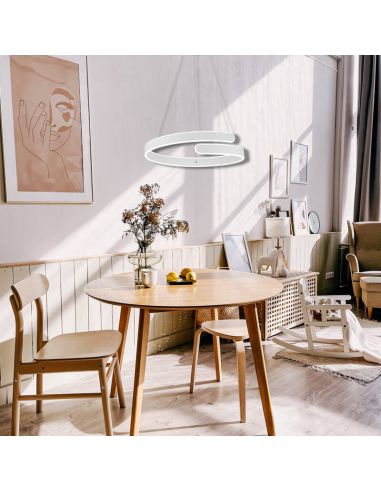 Plafonnier LED Parma finition métal blanc et intensité variable IP20 dans un salon