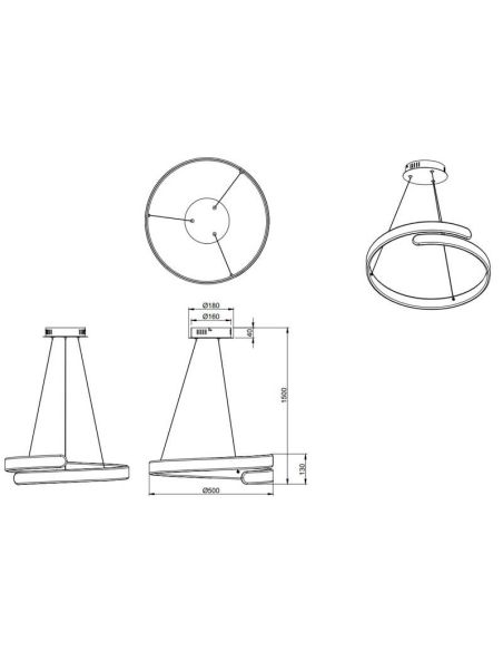 Fiche technique du plafonnier LED Parma finition métal dimmable IP20