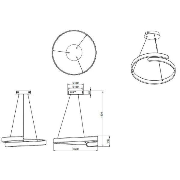 Fiche technique du plafonnier LED Parma finition métal dimmable IP20