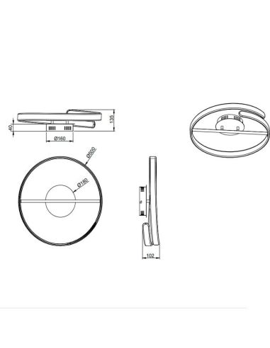 Plafon LED Parma com acabamento cromado ficha técnica ajustável