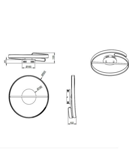 Plafon LED Parma com acabamento cromado ficha técnica ajustável