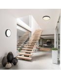 Plafón LED Waco pequeño negro 28W 3200lm regulable  en un salón