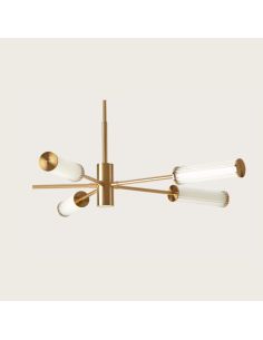 Lámpara de techo LED varias pantallas vidrio Ison oro | LeonLeds 2