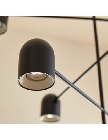 Lámpara de techo LED estilo industrial 6 pantallas Pipe detalle pantalla