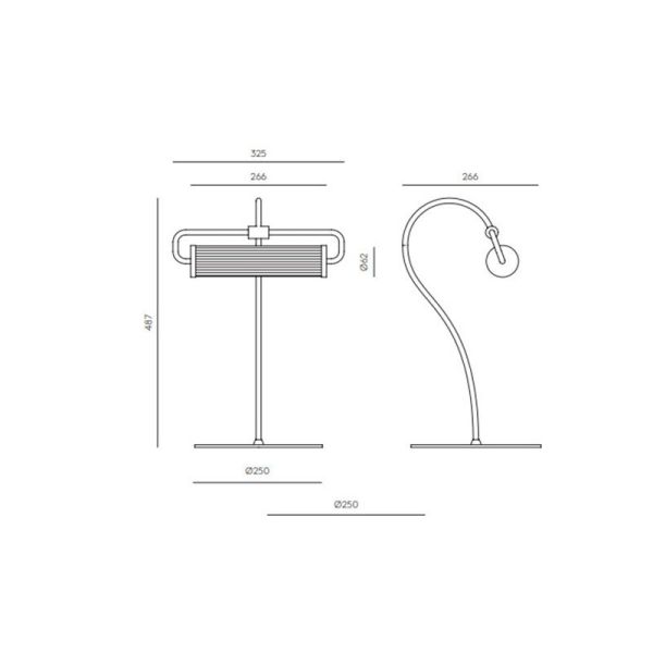 Détails et mesures de la lampe de table LED de style vintage Ison