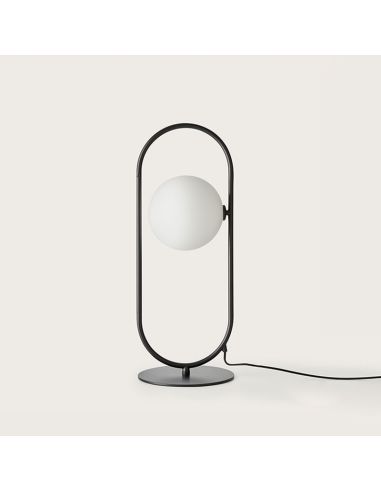 Lampe de table LED avec abat-jour rond Abbacus noir