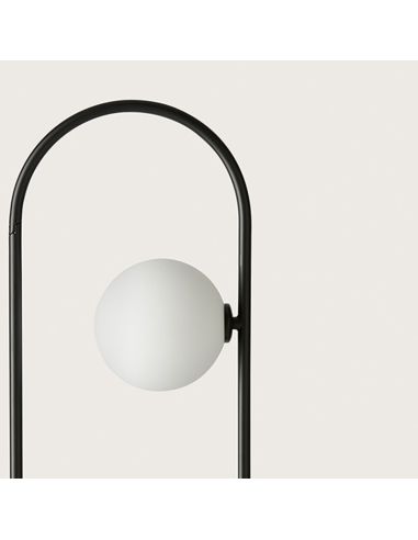 Lámpara de sobremesa LED pantalla redonda Abbacus negro detalle pantalla