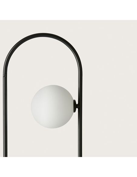 Lampe de table LED abat-jour rond Abbacus abat-jour détail noir