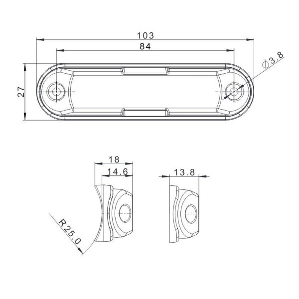 Dimensions LED Strobe Pilot Ambre Double Flash XA1 EMC R10 IP68 FT-205 Eco Fristom | LéonLeds