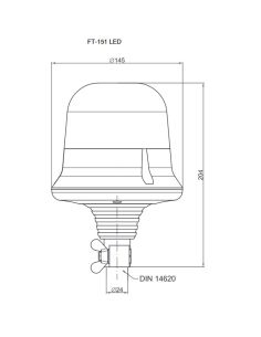 Rotativo LED Flexible Naranja con Soporte 2 Flash DIN14620 12V-36V FT-151 DF LED Double Flash | LeonLeds 2