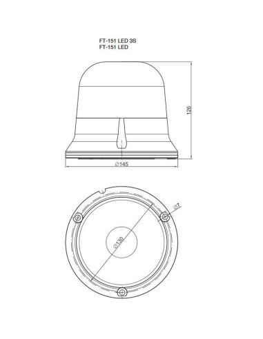 Rotativo LED ambar para sujección fija mediante 3 tornillos Doble Flash ´Double Flash` FT-151 3S DF LED Fristom | LeonLeds