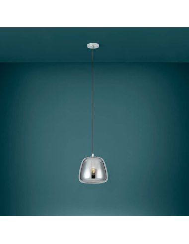 Suspension plafond cristal noir Albarino Chrome1XE27 26⌀ ambiance