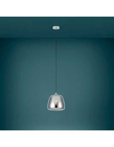 Lámpara colgante de techo de cristal Albarino Cromo Negro1XE27 26⌀ ambiente