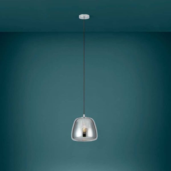 Lámpara colgante de techo de cristal Albarino Cromo Negro1XE27 26⌀ ambiente