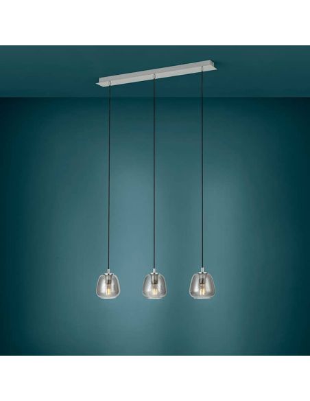 Lámpara colgante de techo de cristal Albarino Cromo Negro 3XE27 ambiente