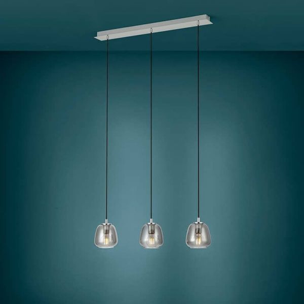 Albarino Chrome Noir 3XE27 suspension en verre ambiance