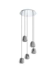 Lámpara colgante de techo de cristal Albarino Cromo Negro 5XE27