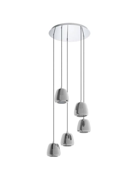 Lámpara colgante de techo de cristal Albarino Cromo Negro 5XE27