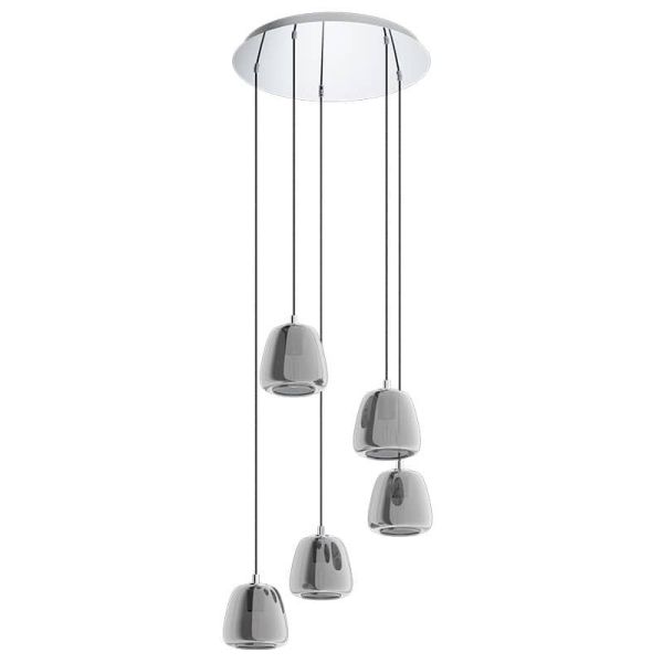 Lámpara colgante de techo de cristal Albarino Cromo Negro 5XE27