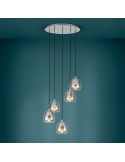 Lámpara colgante de techo de cristal Albarino Cromo Negro 5XE27 ambiente