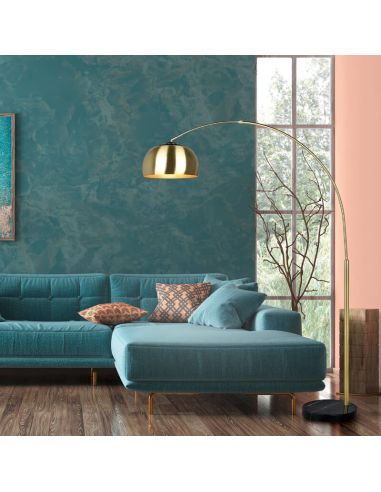 Lampadaire LED Arco Argentina avec base en marbre et bronze 60W dans un salon