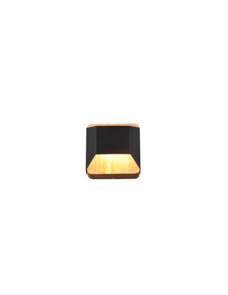 Aplique de pared LED Arino metal y madera natural encendido
