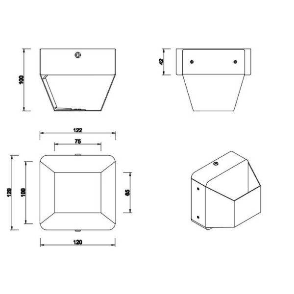 Medições de produto de luminária de parede LED de metal e madeira natural Arino