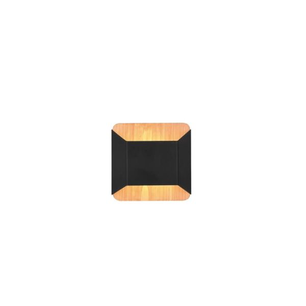Aplique de pared LED Arino metal y madera natural