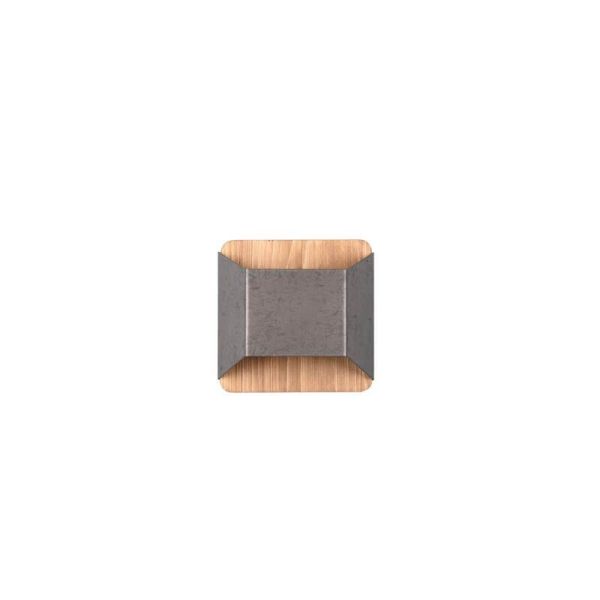 Aplique de pared LED Arino metal y madera natural niquel antiguo apagado vista delantera
