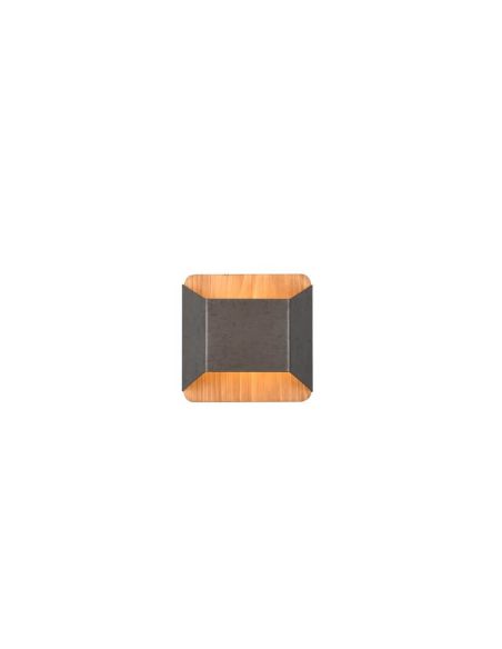 Applique LED Arino en métal et bois naturel nickel antique vue de face
