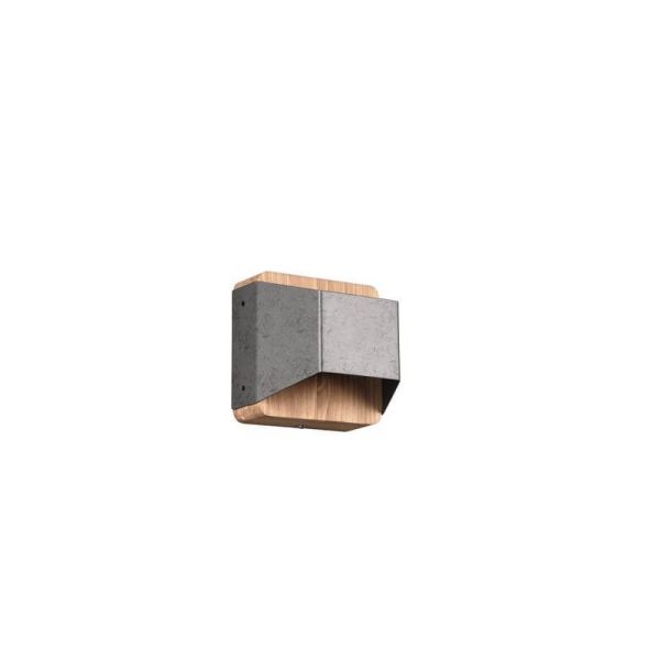 Aplique de pared LED Arino metal y madera natural niquel antiguo apagado