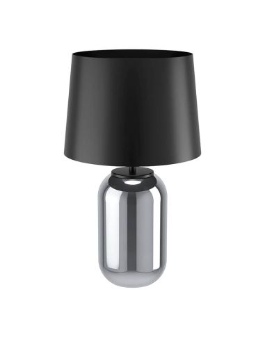 Lampe de table Cuite, verre transparent noir ovale avec abat-jour conique en métal noir