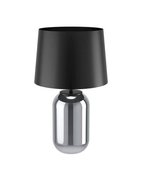 Lampe de table Cuite, verre transparent noir ovale avec abat-jour conique en métal noir