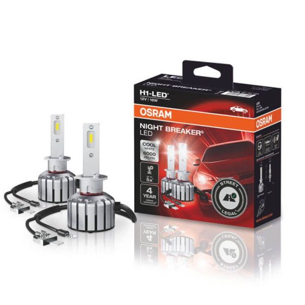 Lâmpadas Led H1 Night Breaker aprovadas na Portugal +220% 64150DWNB-2HFB Osram | LeonLeds