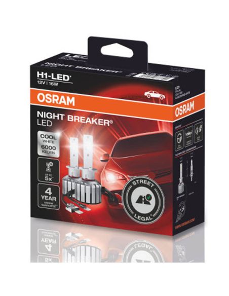 Bombillas Led H1 Night Breaker homologadas en España +220% 64150DWNB-2HFB | LeonLeds