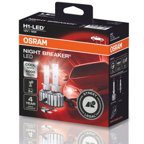 Lâmpadas Led H1 Night Breaker aprovadas na Portugal +220% 64150DWNB-2HFB Osram | LeonLeds