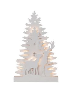 Decoración navideña LED de madera con pinos y renos Fauna 2