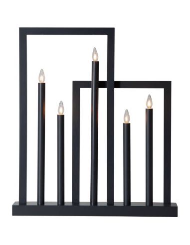 Candelabro de sobremesa FRAME con 5 velas LED negro, Decoración Navideña 