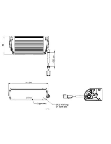 Dimensiones Barra LED Mini homologada FX125-SP GEN 2 17W 18,1Cm LEDDL128-SP + de 270 Metros ECE R149 Osram | LeonLeds